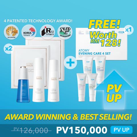 Atomy Absolute Cellactive Skincare 3-pcs set 2 in 1 FREE Evening Care Set