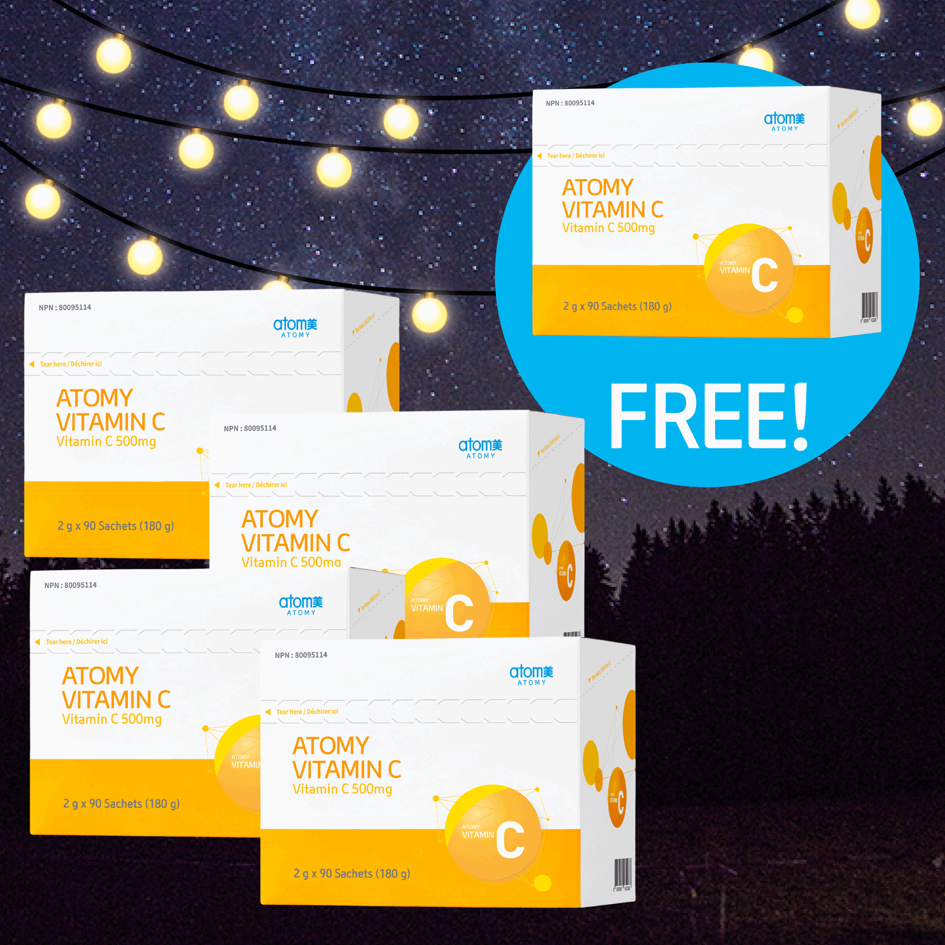 [4+1] Vitamin C (2g x 90 Sachets X 5)