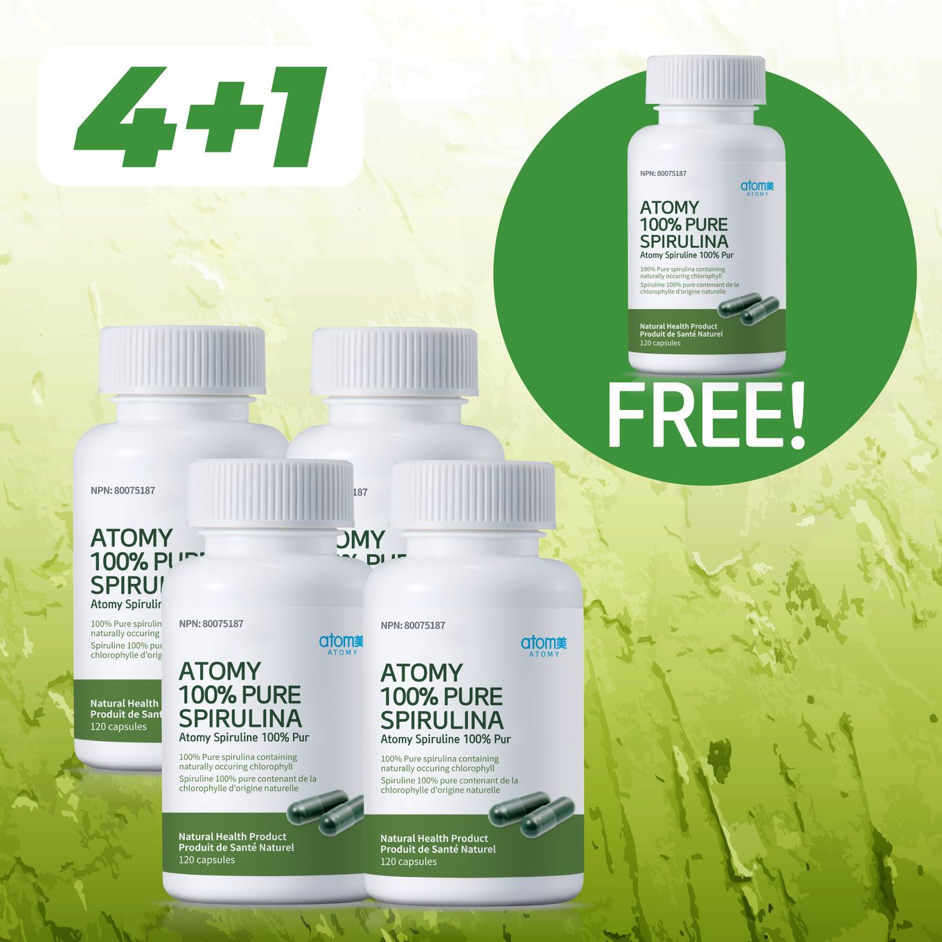 [4+1] 100% Pure Spirulina (120 Capsules)