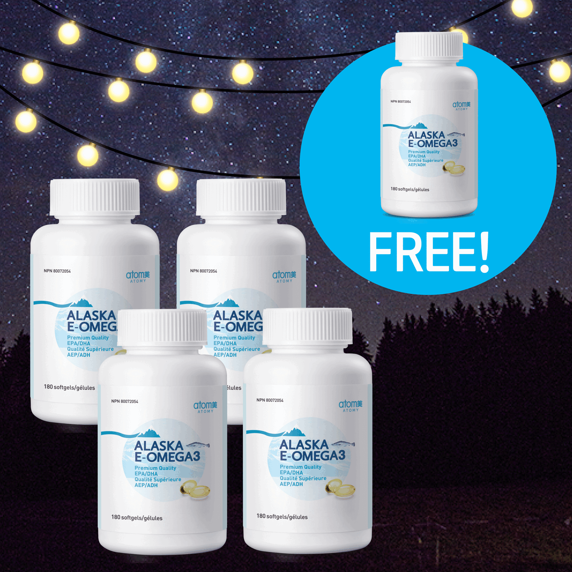 [4+1] Alaska Omega 3 (180 Softgels X 5)
