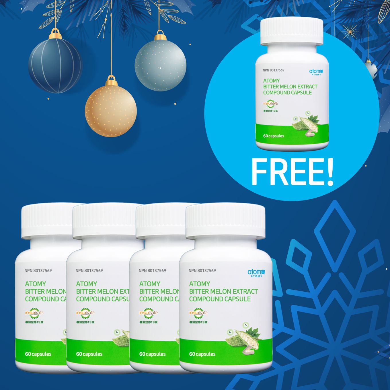 [4+1] Bitter Melon Capsule (60 capsules X 5)