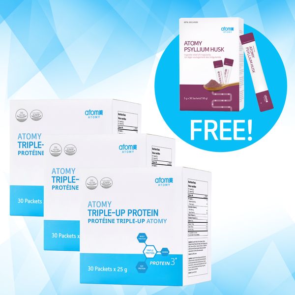 Triple Up Protein (25g X 30 Sachets) - Buy 3, Get a Psyllium Husk