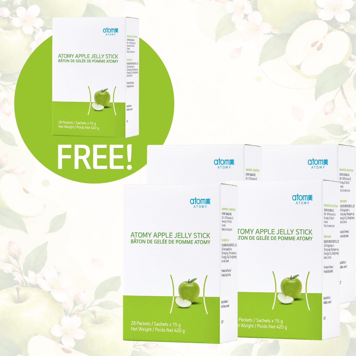 [4+1] Apple Jelly Stick (15g X 28 Sachets)