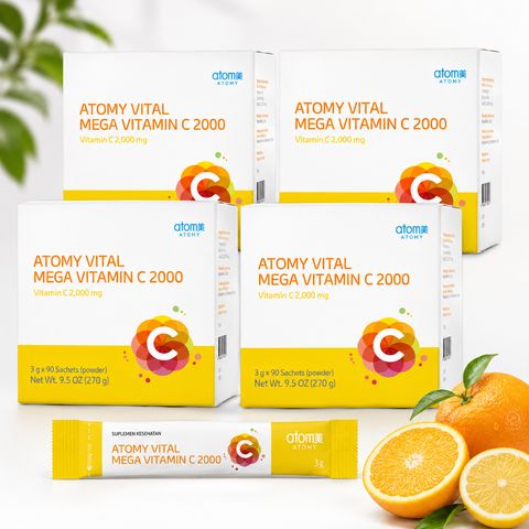[4 Packs] Vital Mega Vitamin C 2000 (3g x 90 Sachets)