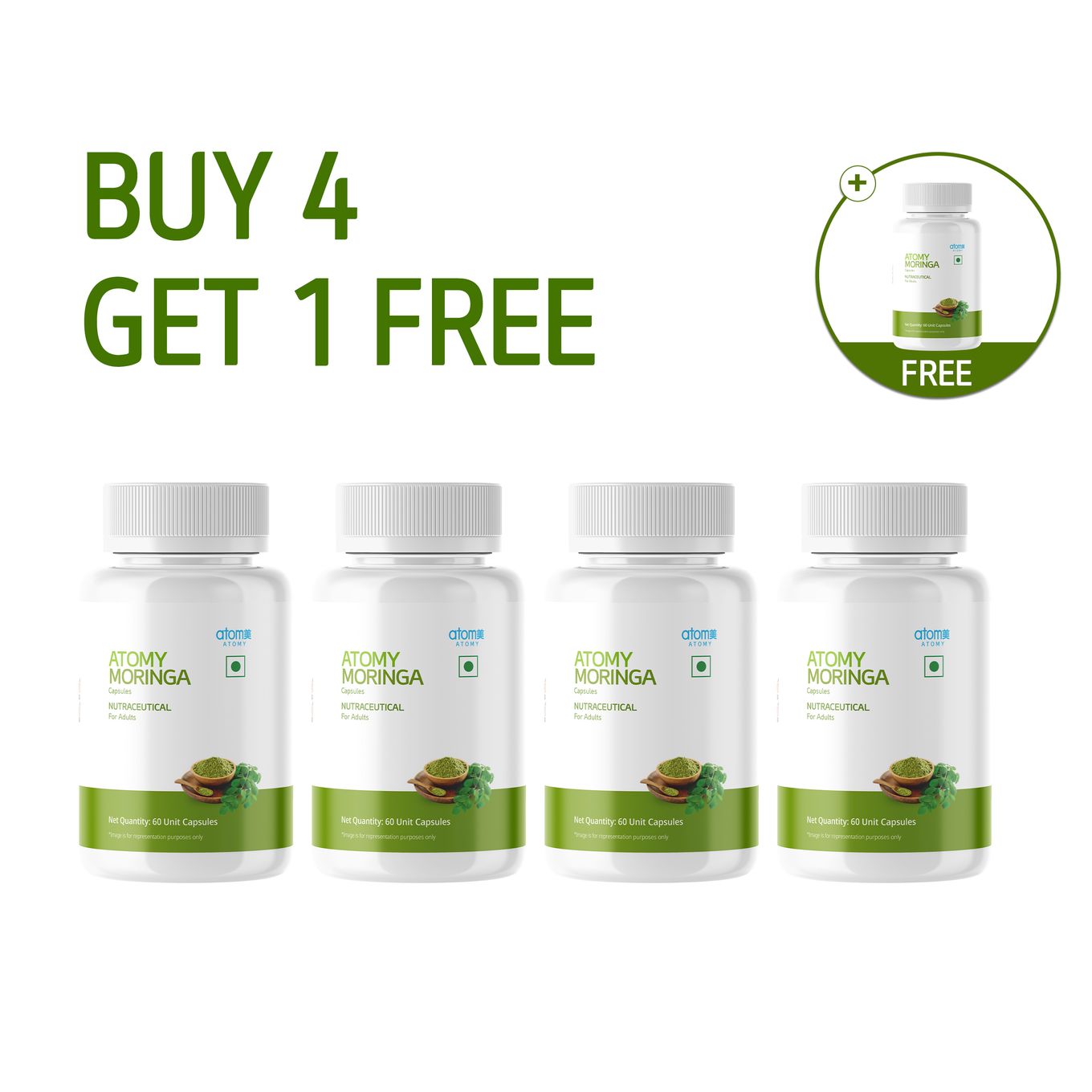 Atomy Moringa Capsules (Buy 4 Get 1 Free)