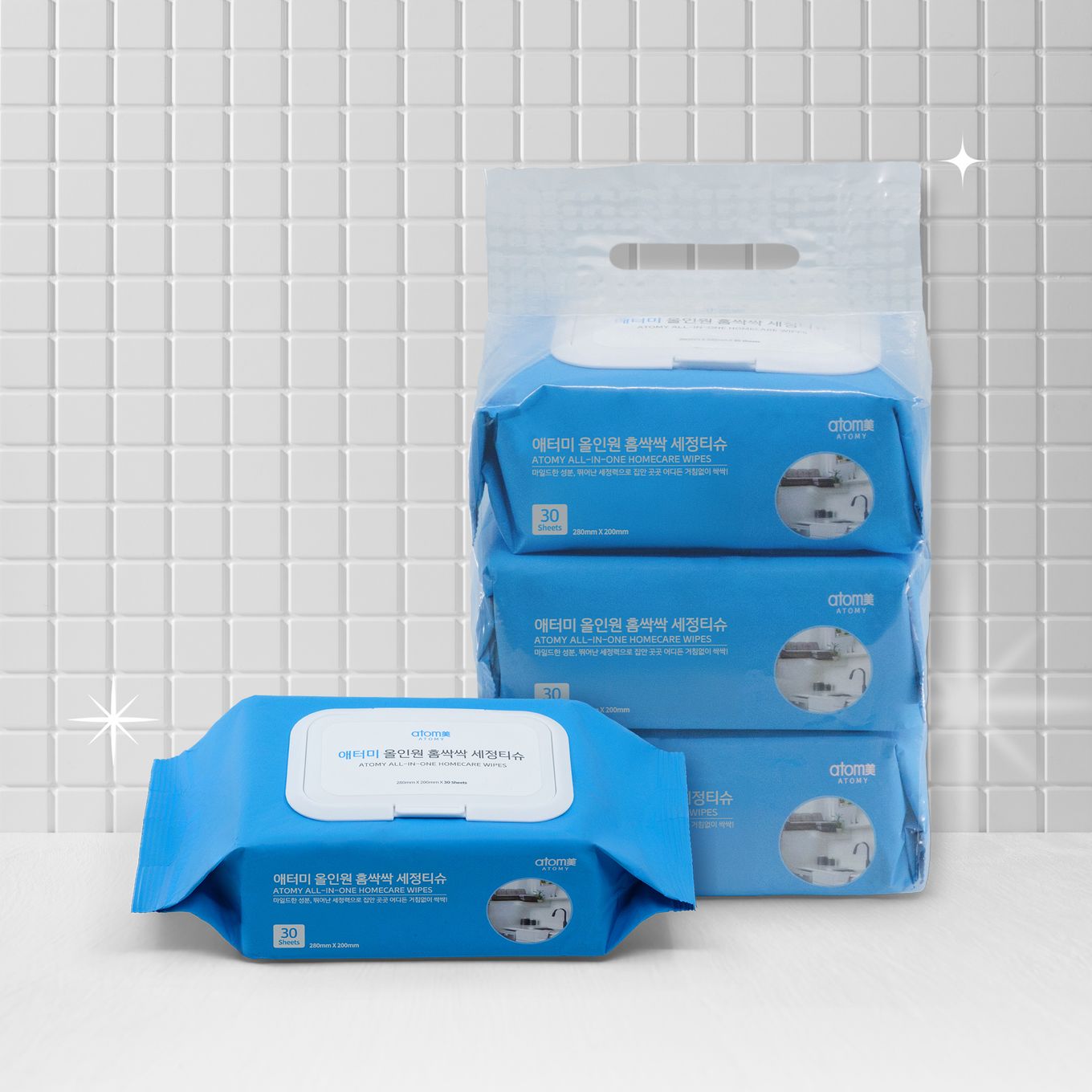 애터미 올인원 홈싹싹 세정티슈(30매입*3개입)