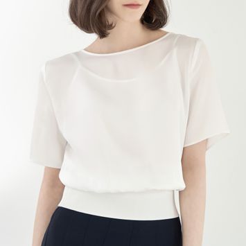 여성 에센셜 반팔 블라우스