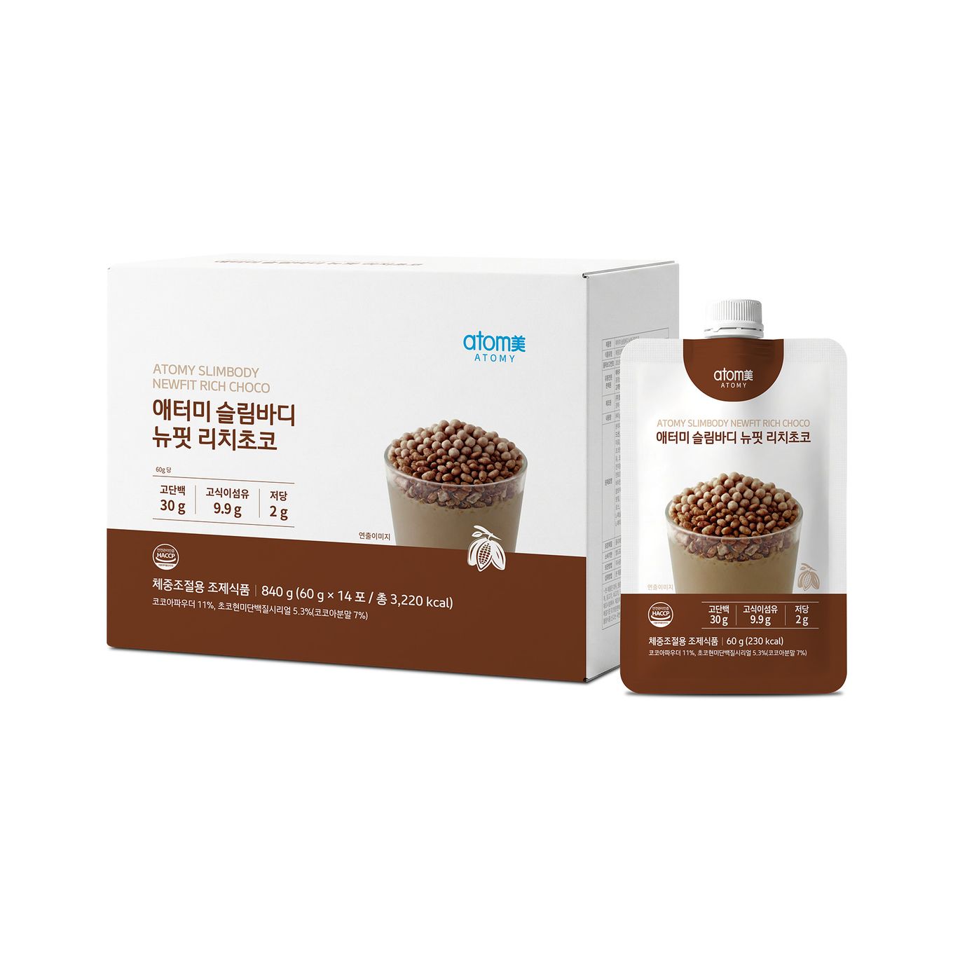 애터미 슬림바디 뉴핏 리치초코 (60g, 14포)