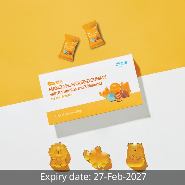 Atomy Kids Mango Flavoured Gummies with 8 Vitamins and 3 Minerals (60 gummy)