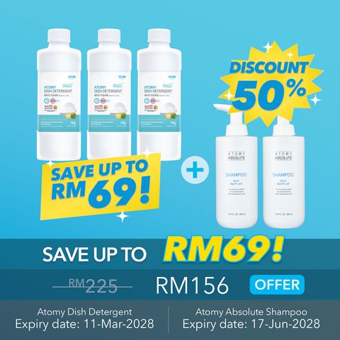 Atomy Dish Detergent 3 sets + Absolute Shampoo 2 sets