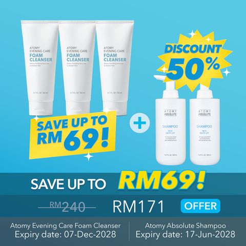 Atomy Foam Cleanser 3 sets + Absolute Shampoo 2 sets