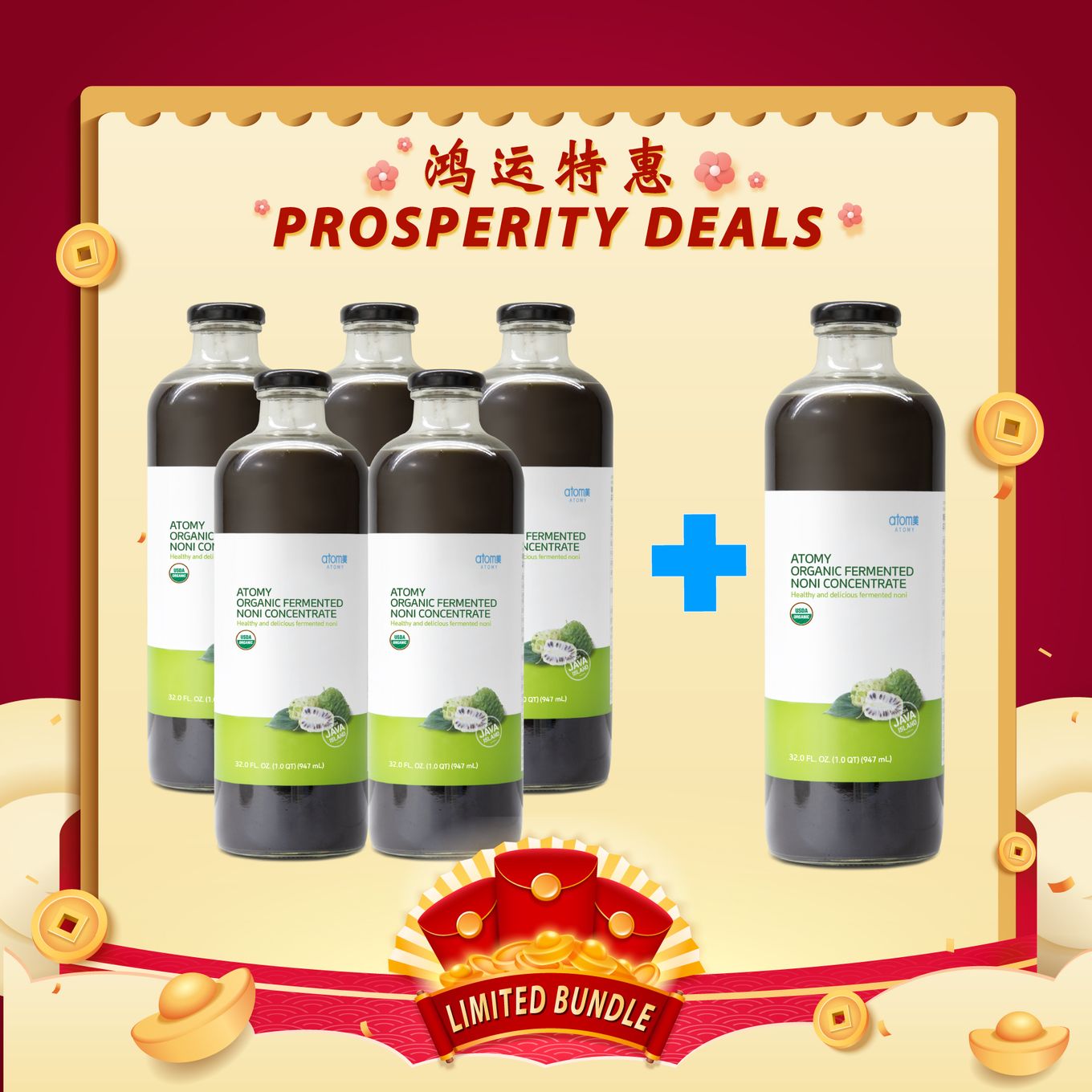 Organic Fermented Noni Concentrate 5+1 bottle