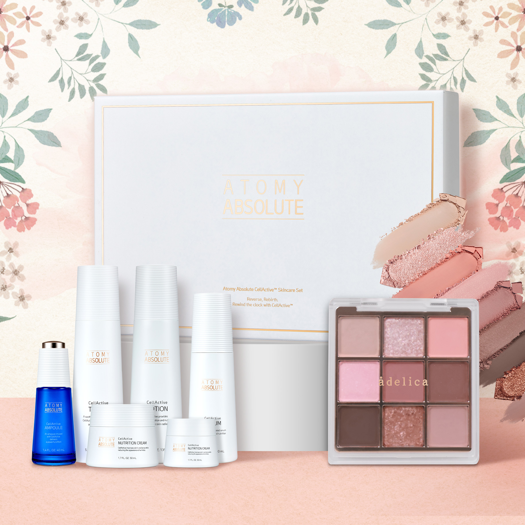 Absolute Skincare Set + Adelica Palette 01 Rose Romance | Atomy USA