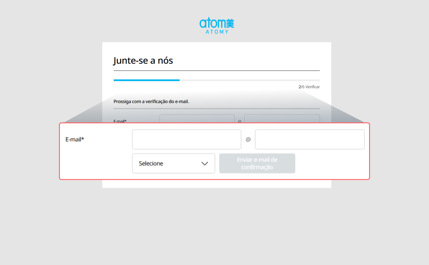 Atomy Brazil Bolivia Prossiga com a verificação por e-mail.